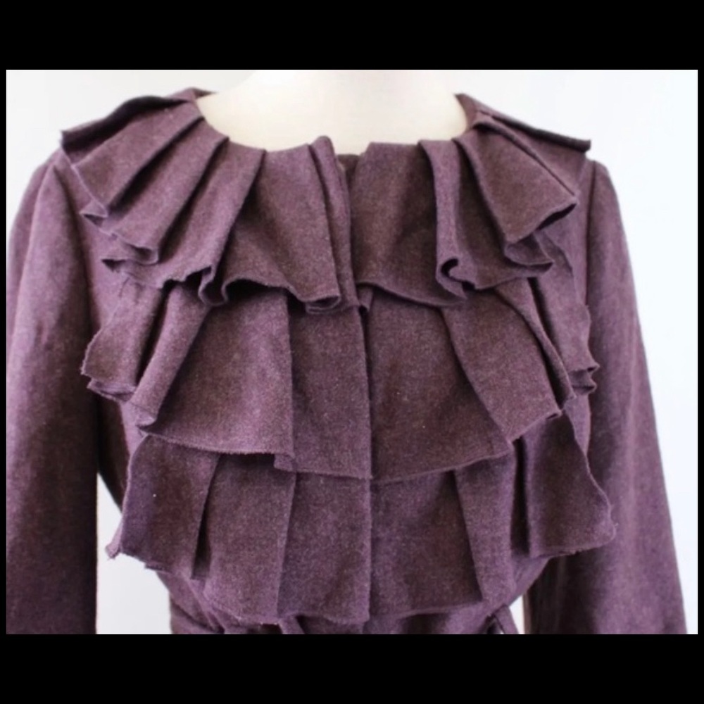 Anthropologie Tabitha Foliage Finder Ruffle Jacket plum Anthro size 6 EUC